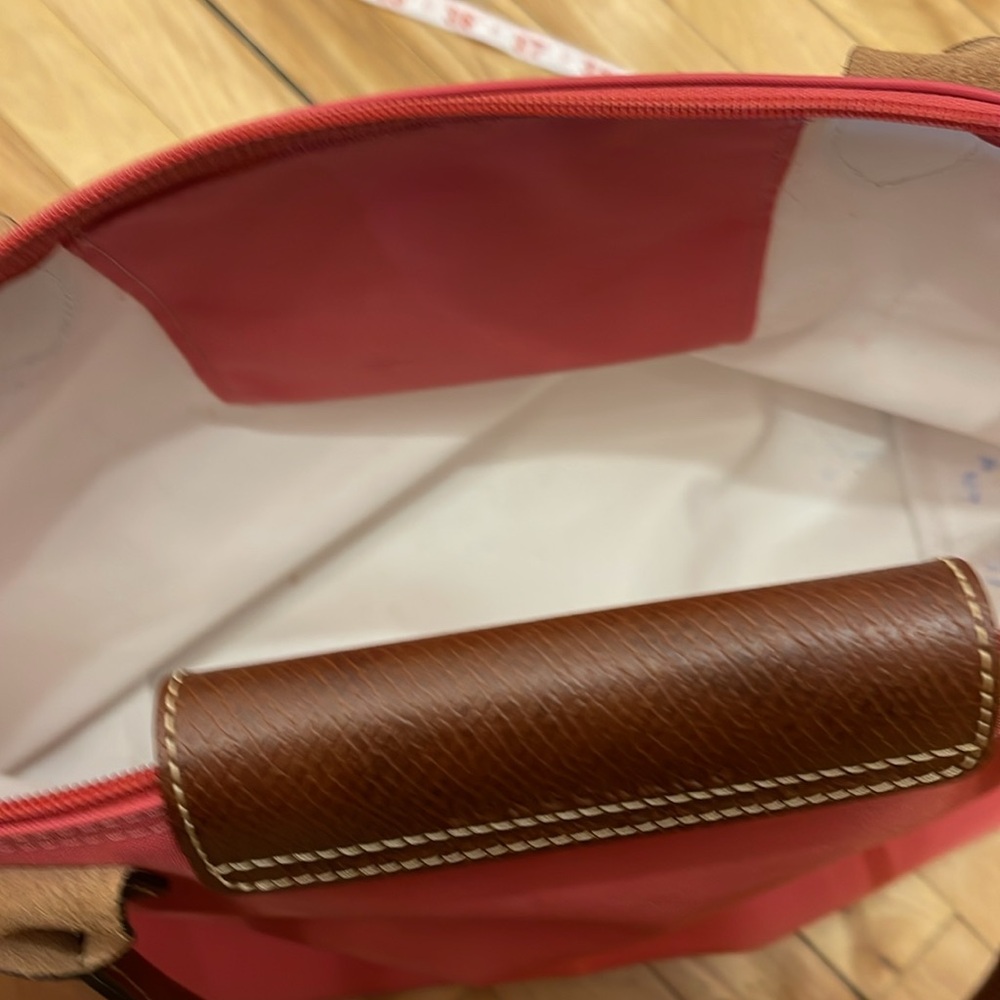 Longchamp Pink and Brown Tote Bag with Leather Handles FIRM - Picture 6 of 9